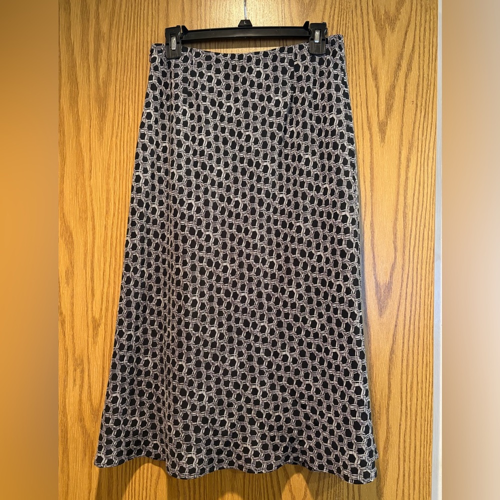 Talbots A-Line Skirt 100% Silk Black and Gray size 6